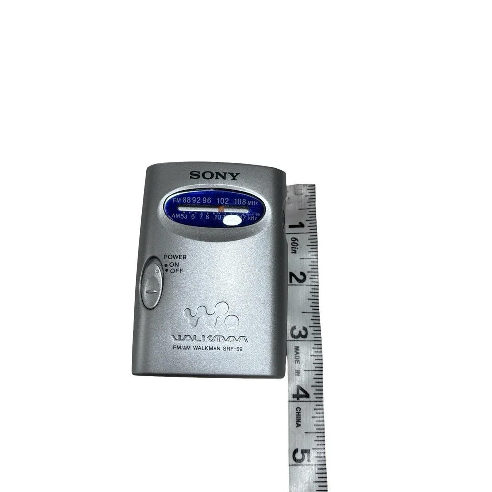Sony SRF-59 AM/FM Walkman Radio Silver with Belt Clip Tested Working